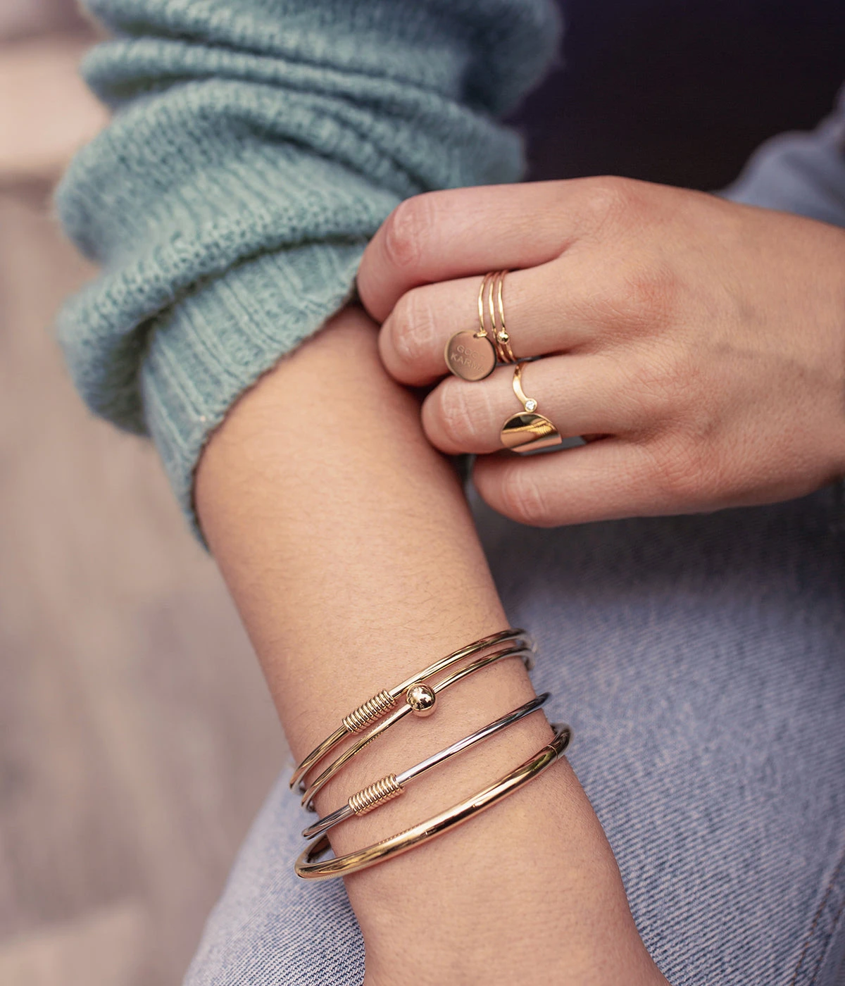 Bracelet Jonc Eli (Acier DorĂ©) â Image 2