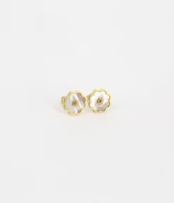 Boucles D'oreilles Fleur (Acier Doré)