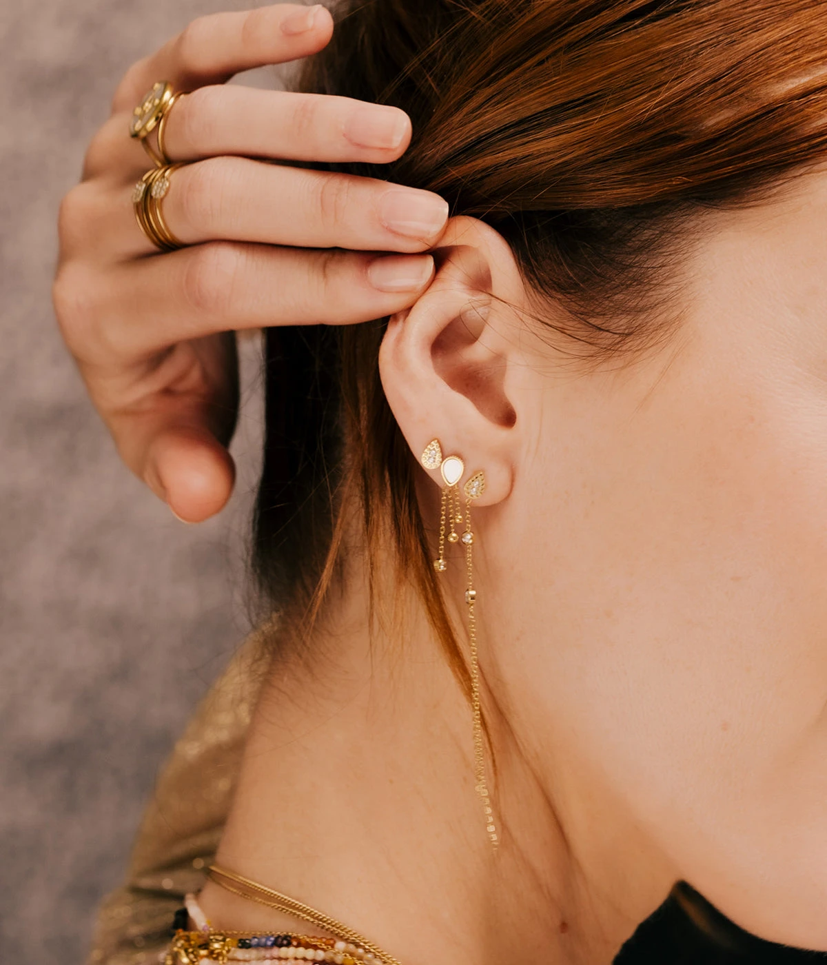 Boucles D'oreilles Tear (Acier DorĂ©) â Image 2