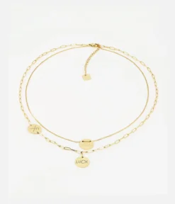 Collier Multi Charm Luck (Acier Doré)