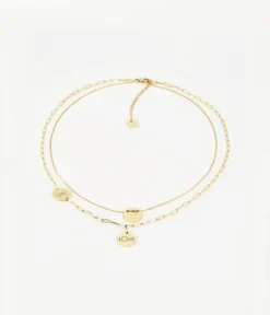 Collier Multi Charm Love (Acier Doré)