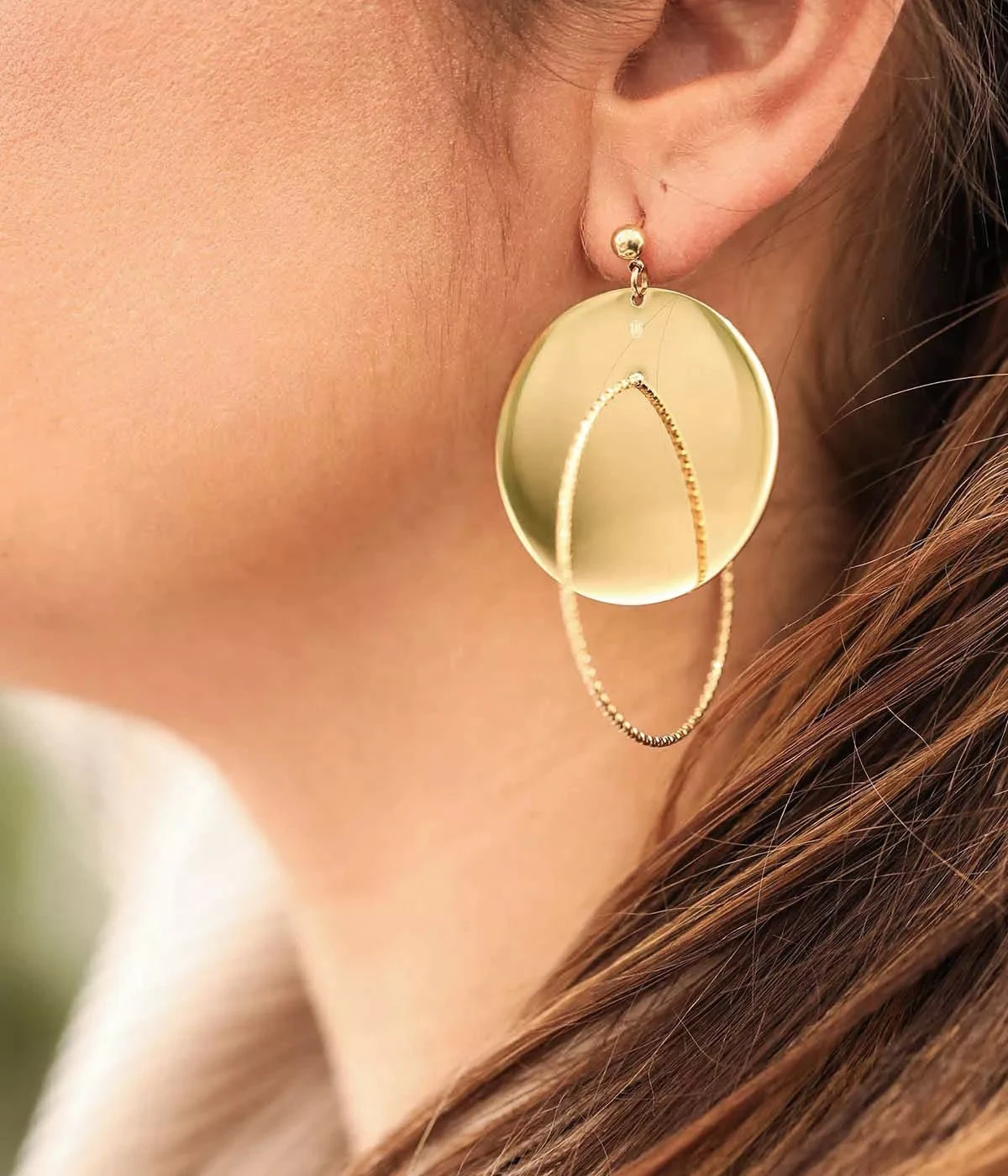 Boucles D’oreilles Damian (Acier Doré) – Image 2